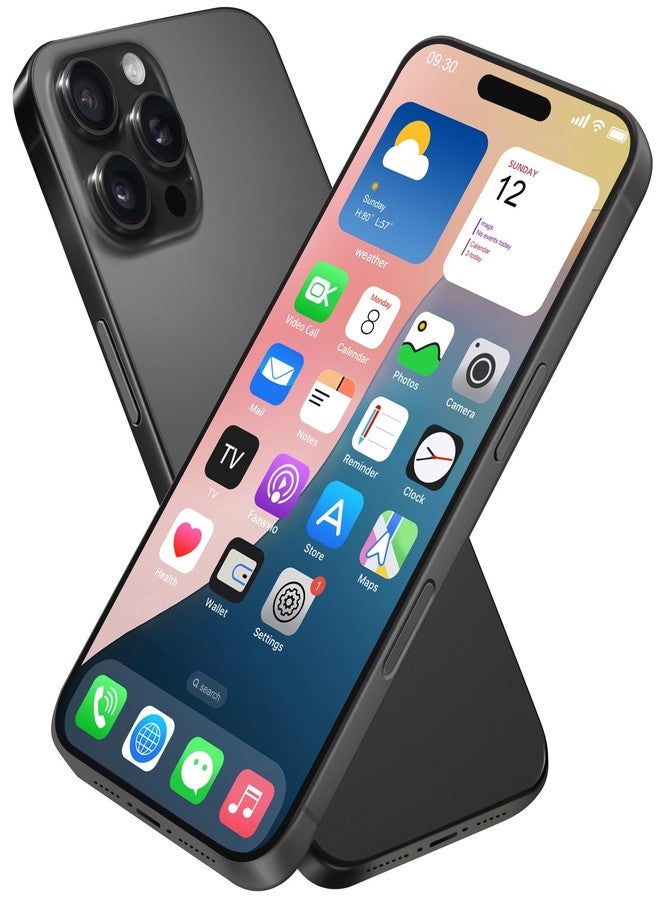 Faawxlo Dummy Fake Phone Model, Looks Like The Real Phone Compatible with Phone 16 PM, for Cell Phone Store Display or Send a Toy Phone for Kids (16ProMax,Black Titanium,The Screen is Printed with Patterns) - Image 1